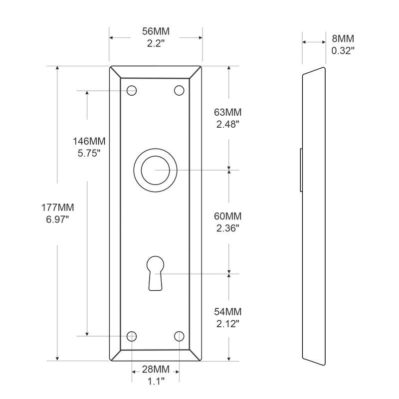 newliplace 2 Pack Mortise Lock Door Plates for Interior Doors, Old Style Mortise Door Knob Replacement, Door Escutcheon Plates Oil Rubbed Bronze - Image 3